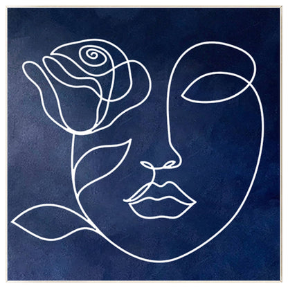 Navy Blue Abstract Painting: Picasso Line Art, Minimalist Living Room Decor #8