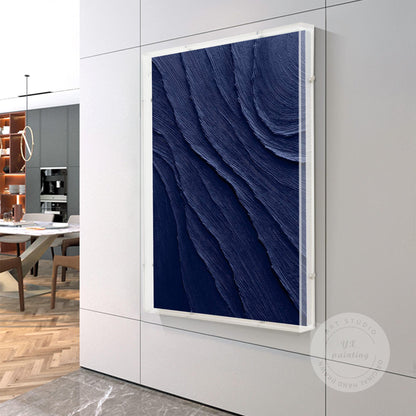 Navy Blue Art with a Acrylic Shadow Box Frame, Minimalist Painting on Canvas,  3 #3