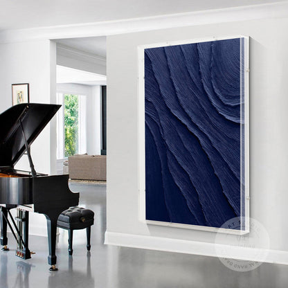 Navy Blue Art with a Acrylic Shadow Box Frame, Minimalist Painting on Canvas,  3 #5