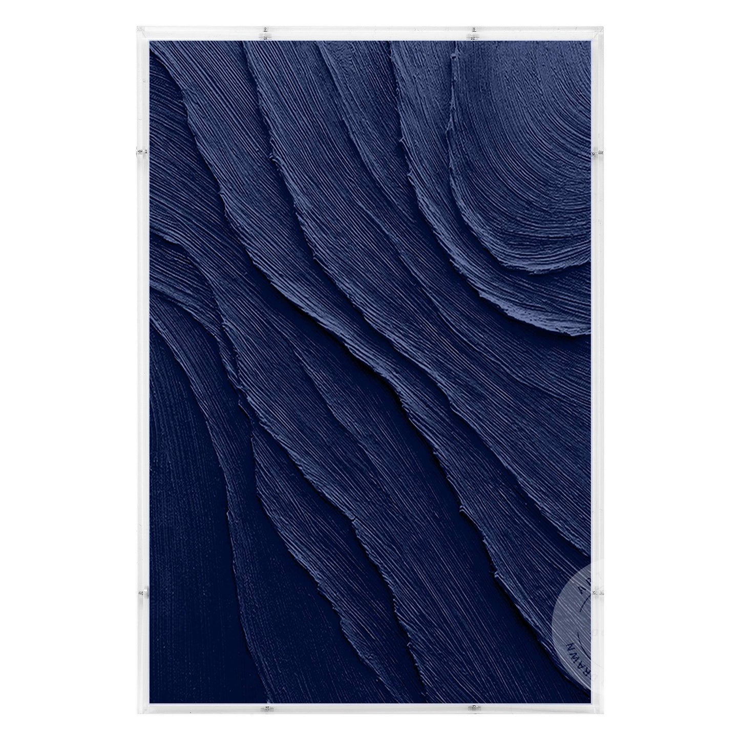 Navy Blue Art with a Acrylic Shadow Box Frame, Minimalist Painting on Canvas,  3 #6