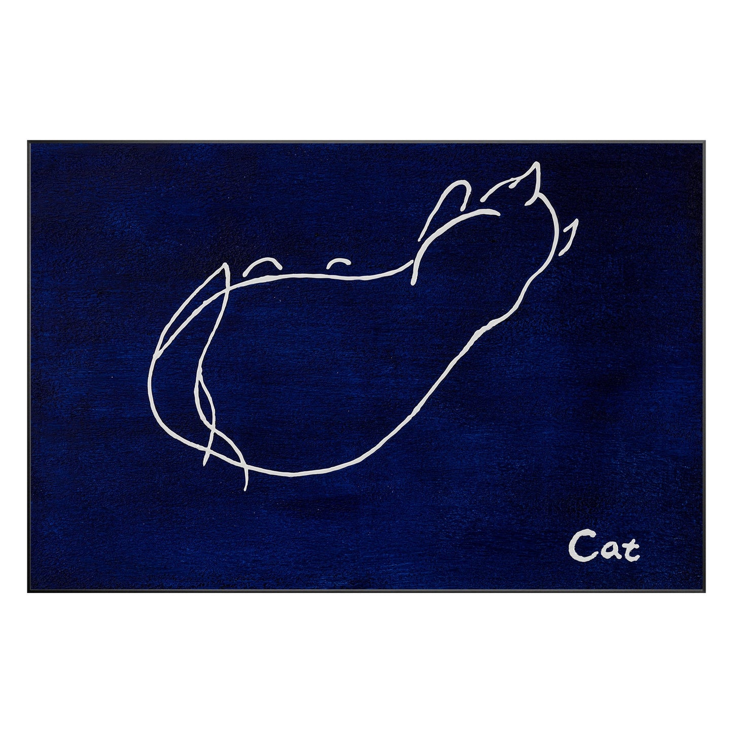 Navy Blue Cat Line Art – Minimalist Acrylic Painting on Canvas #10