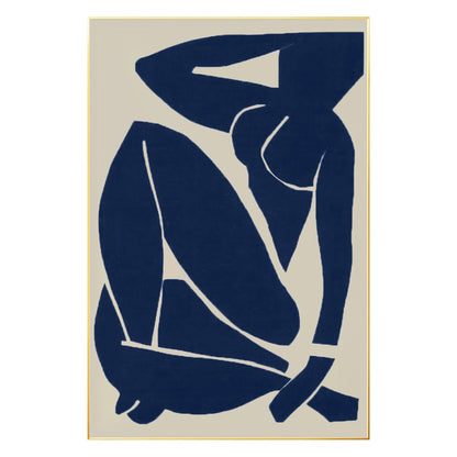 Navy Blue Figure Painting: Minimalist Abstract Canvas Wall Art #8