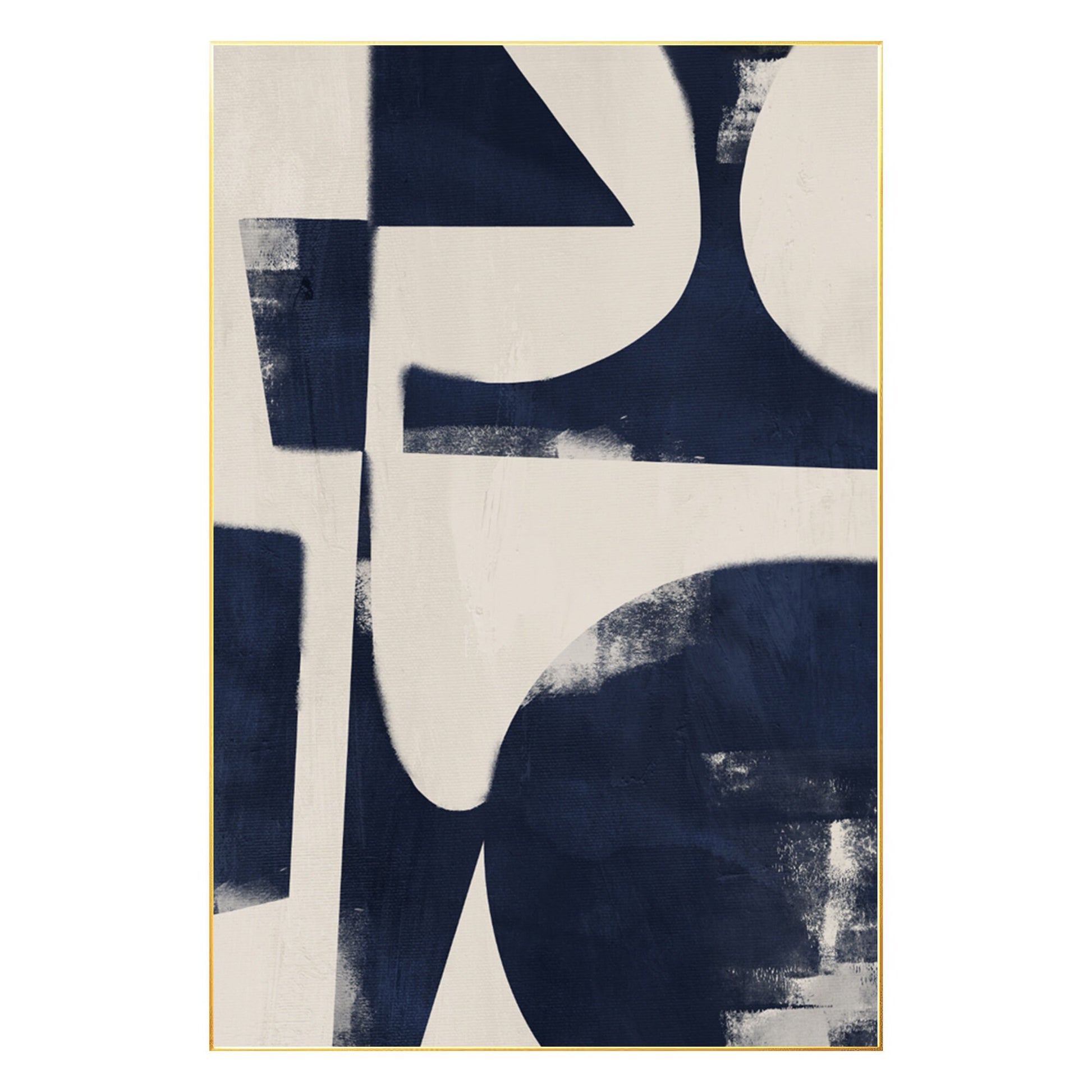 Navy Blue Geometric Painting: Modern Abstract Canvas Wall Art #7