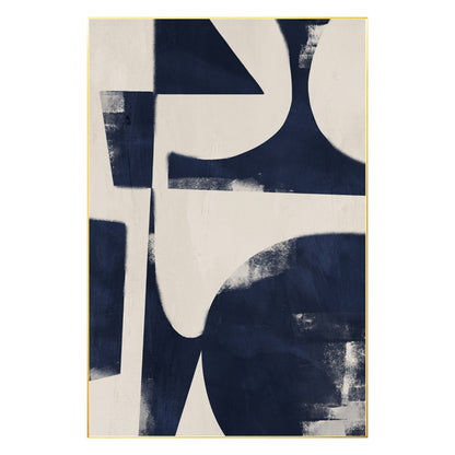 Navy Blue Geometric Painting: Modern Abstract Canvas Wall Art #7