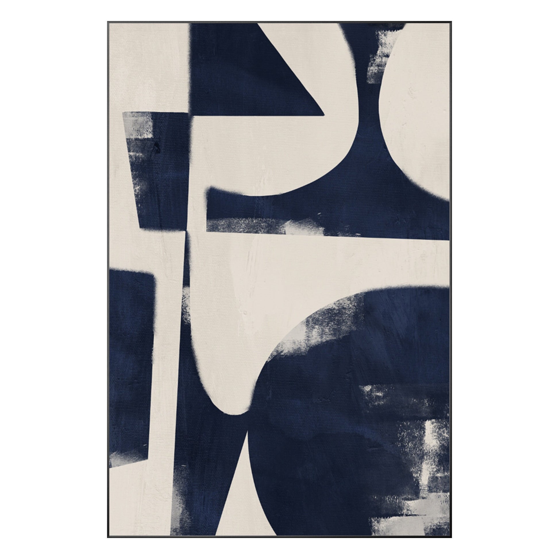 Navy Blue Geometric Painting: Modern Abstract Canvas Wall Art #9