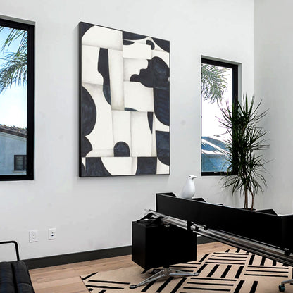 Navy Blue Geometric Painting: Modern Abstract Wall Art #3