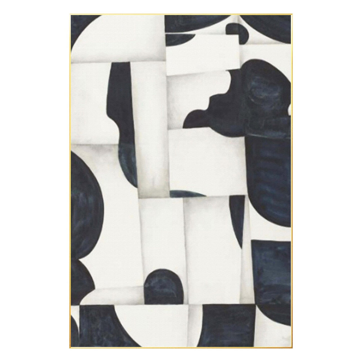 Navy Blue Geometric Painting: Modern Abstract Wall Art #7
