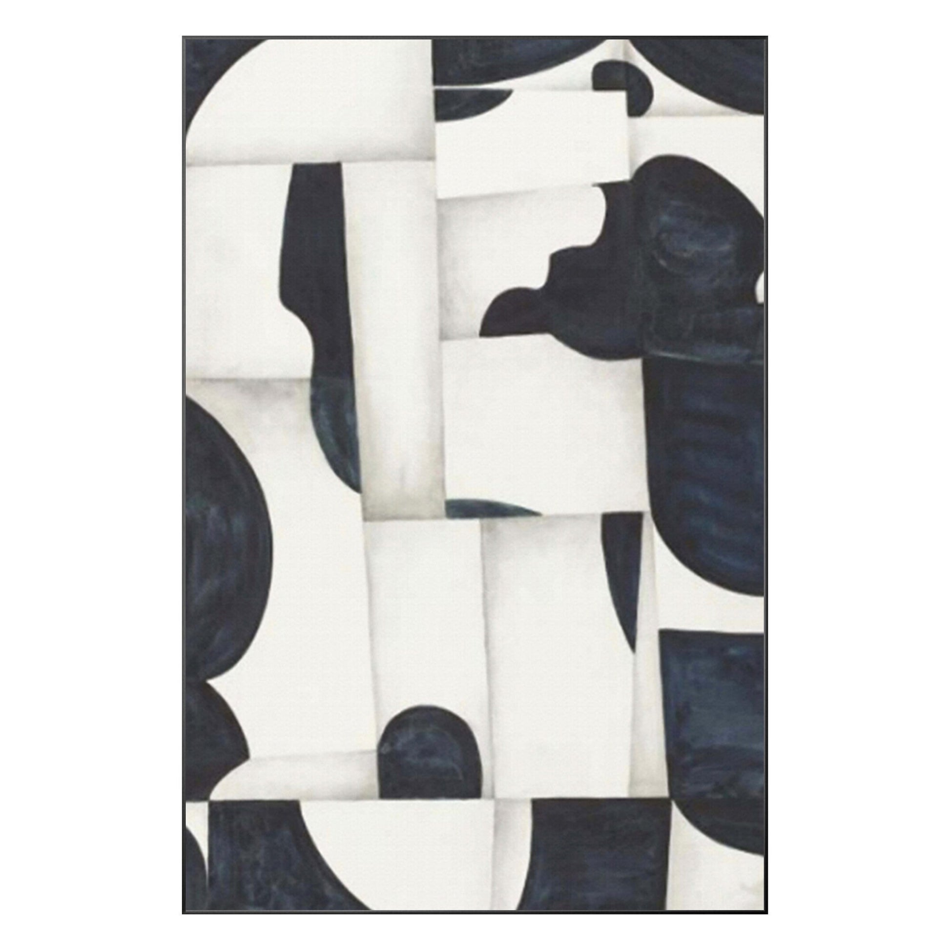 Navy Blue Geometric Painting: Modern Abstract Wall Art #9