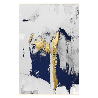 Navy Blue Gold Foil Abstract Painting on Canvas: Modern Wall Art #7