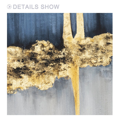 Navy Blue Gold Foil Abstract Painting Set: Luxury Home Decor #3