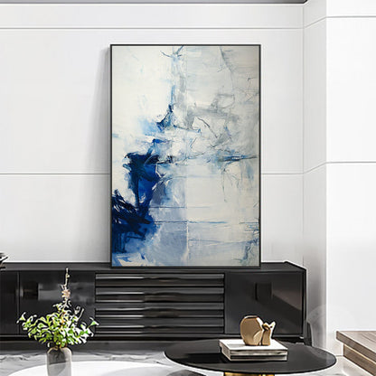 Navy Blue Grey, Minimalist Abstract Painting on Canvas, Livingroom Huge Extra La #4
