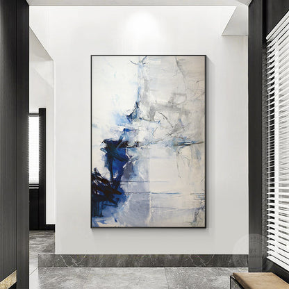 Navy Blue Grey, Minimalist Abstract Painting on Canvas, Livingroom Huge Extra La #5