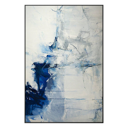 Navy Blue Grey, Minimalist Abstract Painting on Canvas, Livingroom Huge Extra La #9