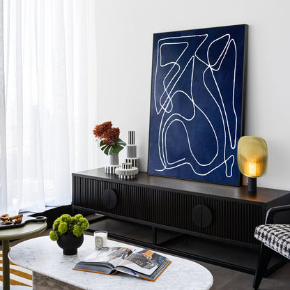 Navy Blue Minimalist Painting: Extra Large Abstract Canvas Wall Art #4