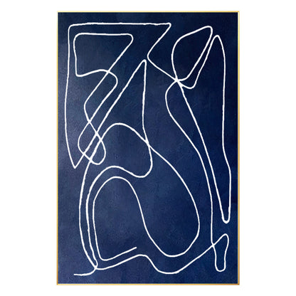 Navy Blue Minimalist Painting: Extra Large Abstract Canvas Wall Art #8