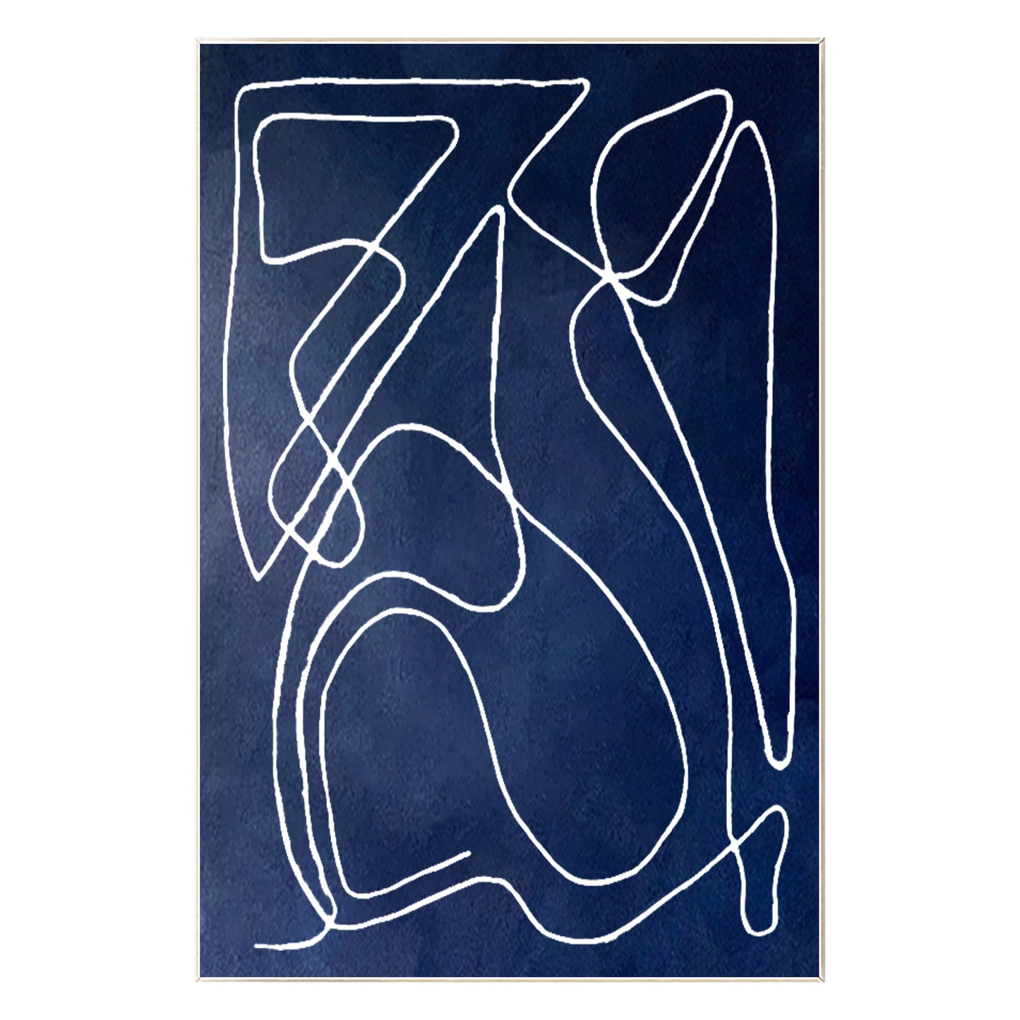Navy Blue Minimalist Painting: Extra Large Abstract Canvas Wall Art #9