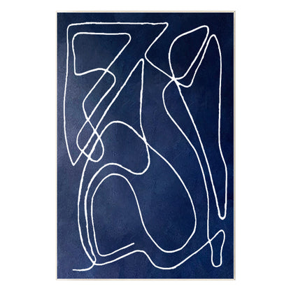 Navy Blue Minimalist Painting: Extra Large Abstract Canvas Wall Art #9
