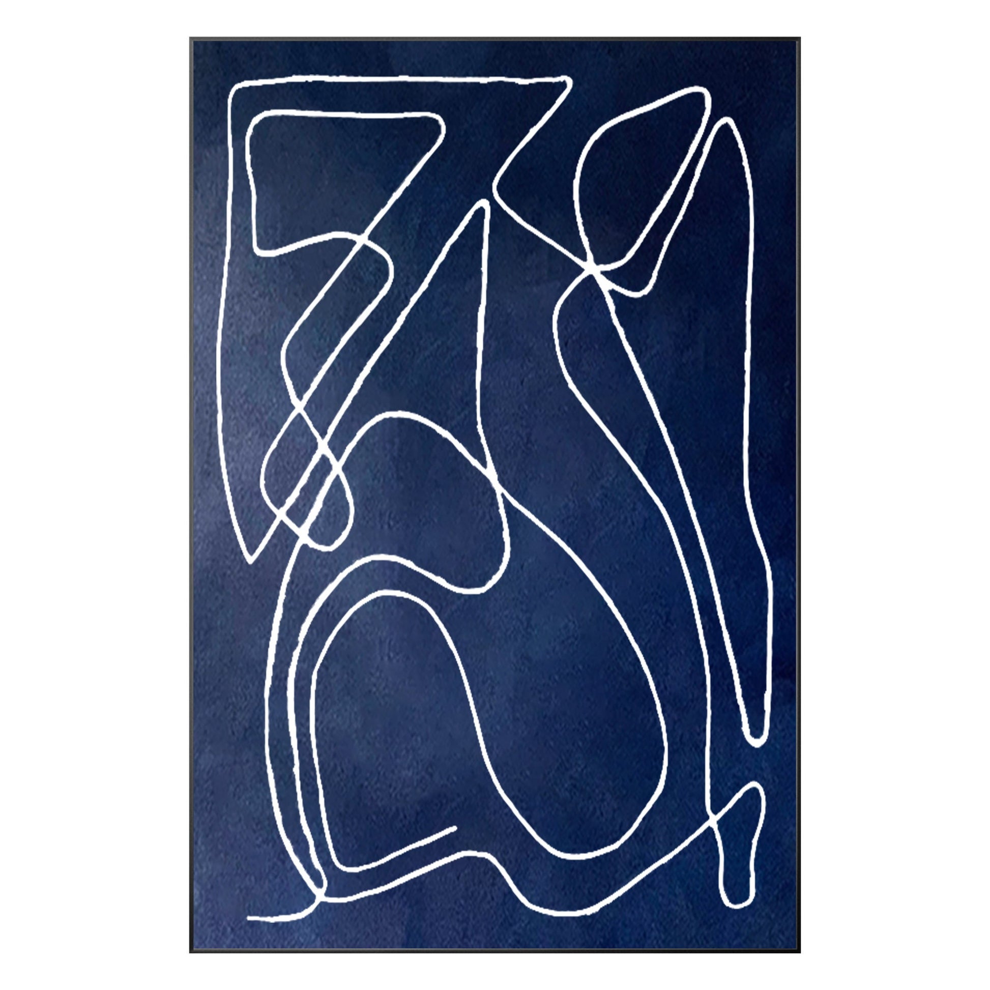 Navy Blue Minimalist Painting: Extra Large Abstract Canvas Wall Art #10