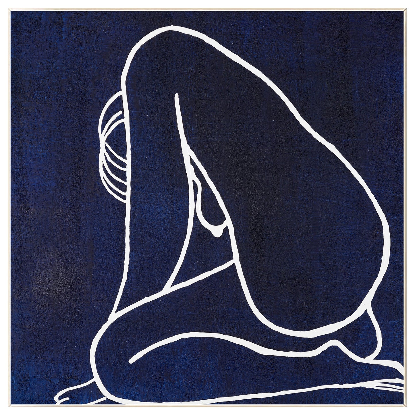 Navy Blue Nude Woman Painting Minimalist Painting, Original Painting On Canvas,  #9