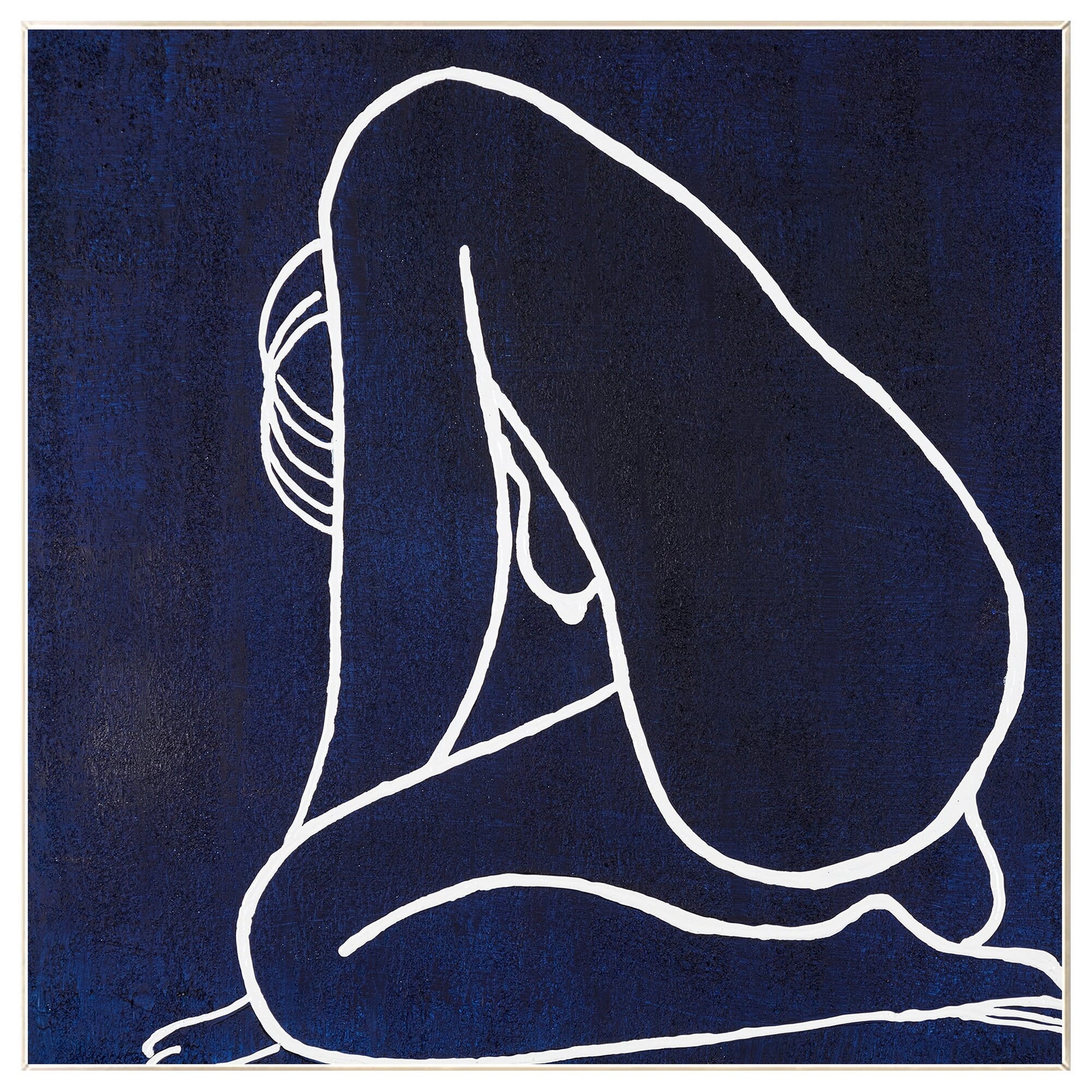 Navy Blue Nude Woman Painting Minimalist Painting, Original Painting On Canvas,  #9