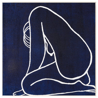 Navy Blue Nude Woman Painting Minimalist Painting, Original Painting On Canvas,  #9