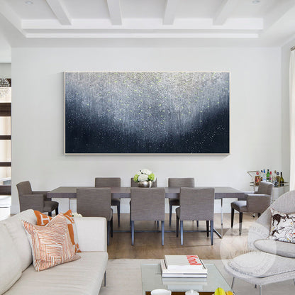 Navy Blue Texture Abstract Painting: Extra Large Framed Canvas Wall Art #2