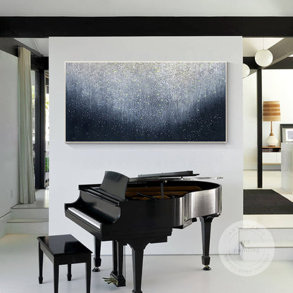Navy Blue Texture Abstract Painting: Extra Large Framed Canvas Wall Art #5