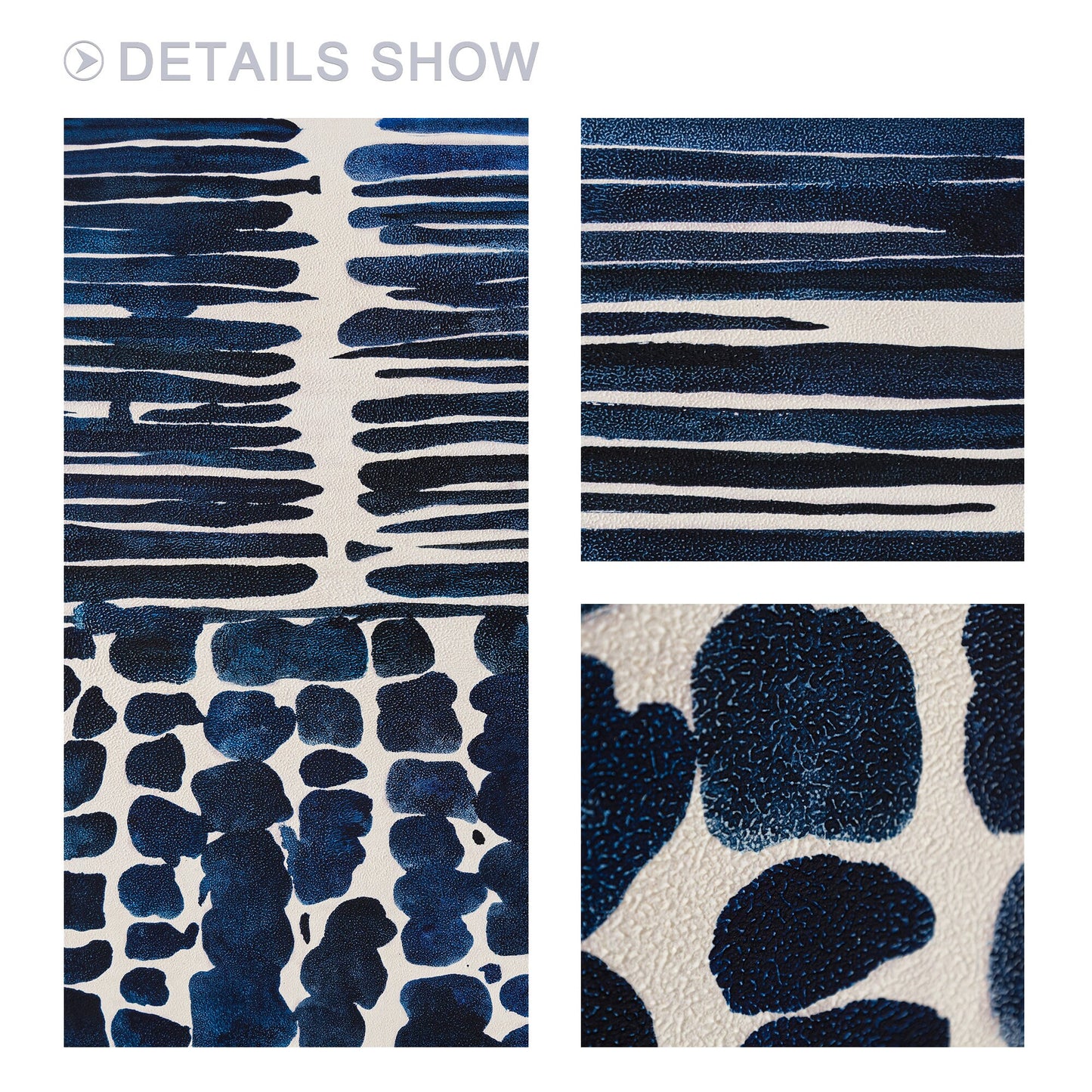 Navy Blue Textured Abstract Painting: Large Square Framed Canvas Art #2