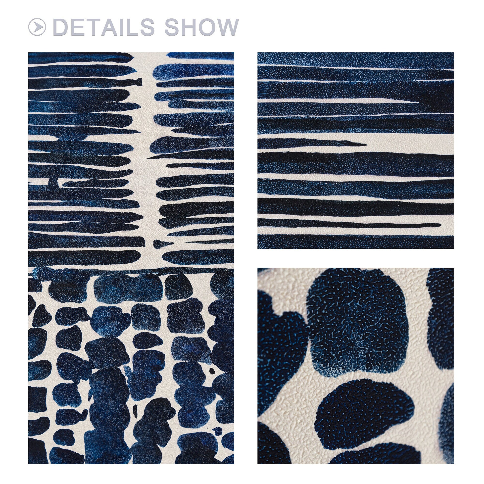 Navy Blue Textured Abstract Painting: Large Square Framed Canvas Art #2