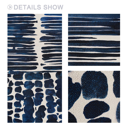 Navy Blue Textured Abstract Painting: Large Square Framed Canvas Art #2