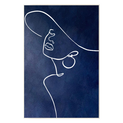 Navy Blue Woman Line Art: Original Acrylic Painting on Canvas #9