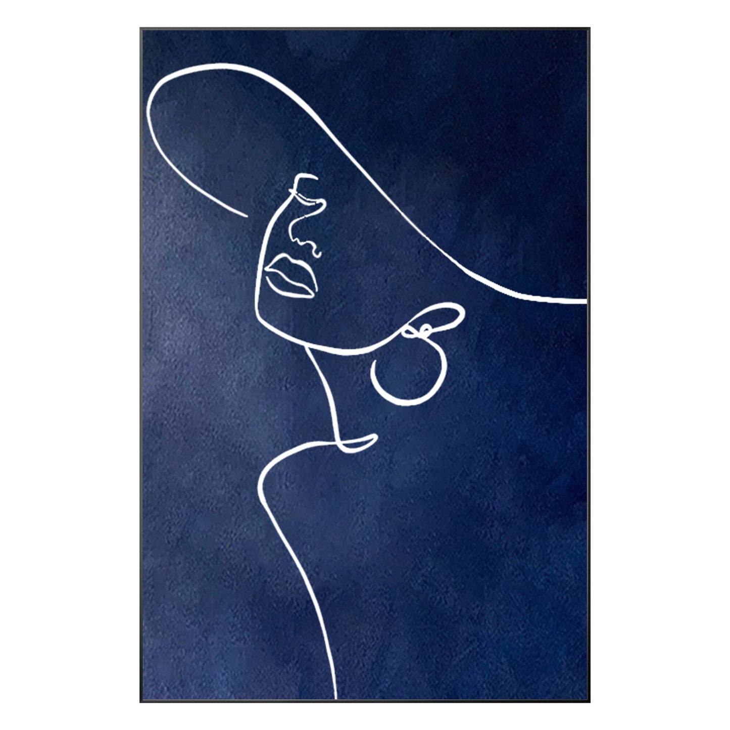 Navy Blue Woman Line Art: Original Acrylic Painting on Canvas #10