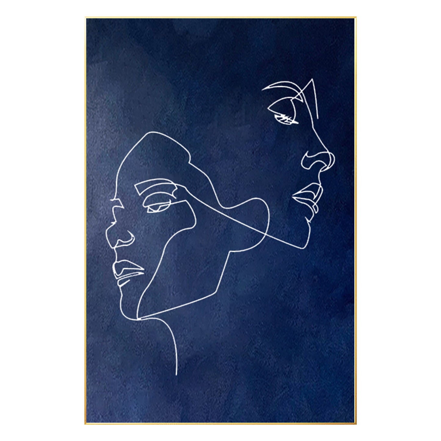 Navy Blue Woman Stick Figure Original Painting on Canvas, Extra Large Huge Verti #8