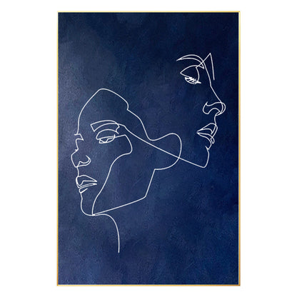 Navy Blue Woman Stick Figure Original Painting on Canvas, Extra Large Huge Verti #8