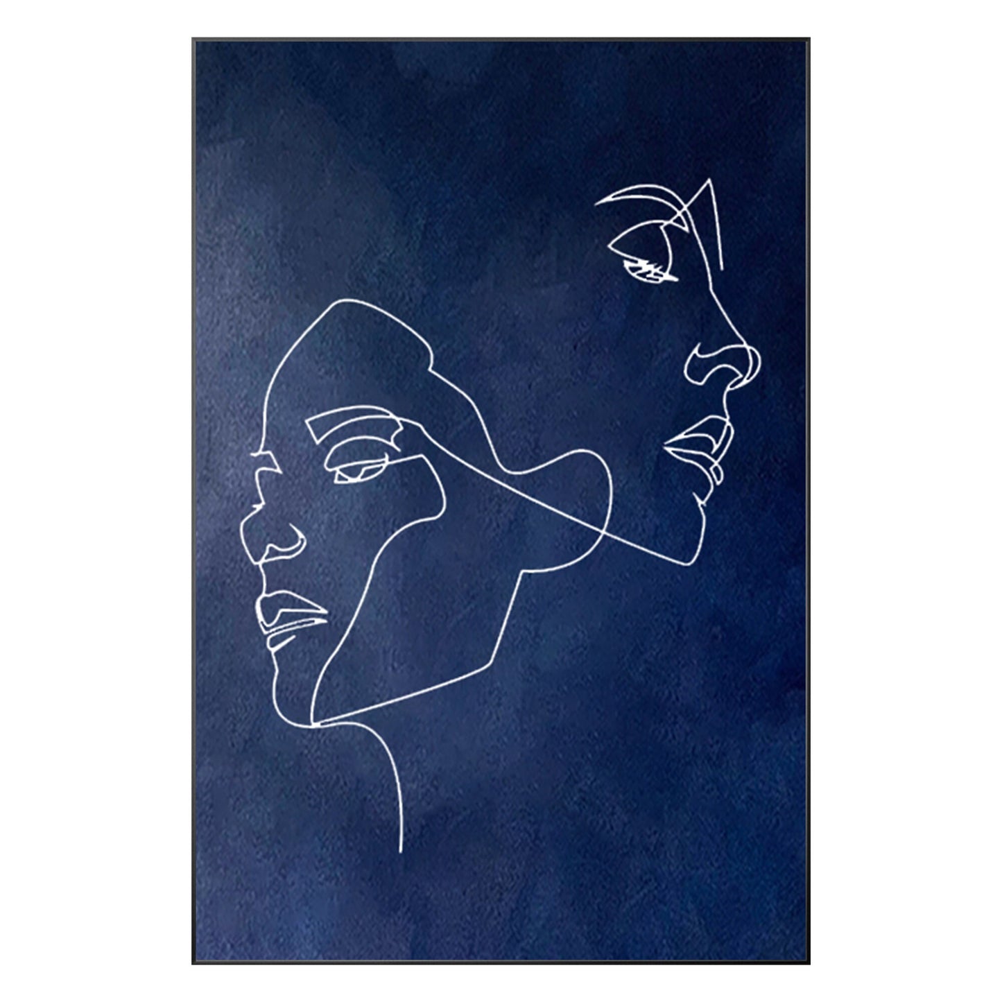 Navy Blue Woman Stick Figure Original Painting on Canvas, Extra Large Huge Verti #10