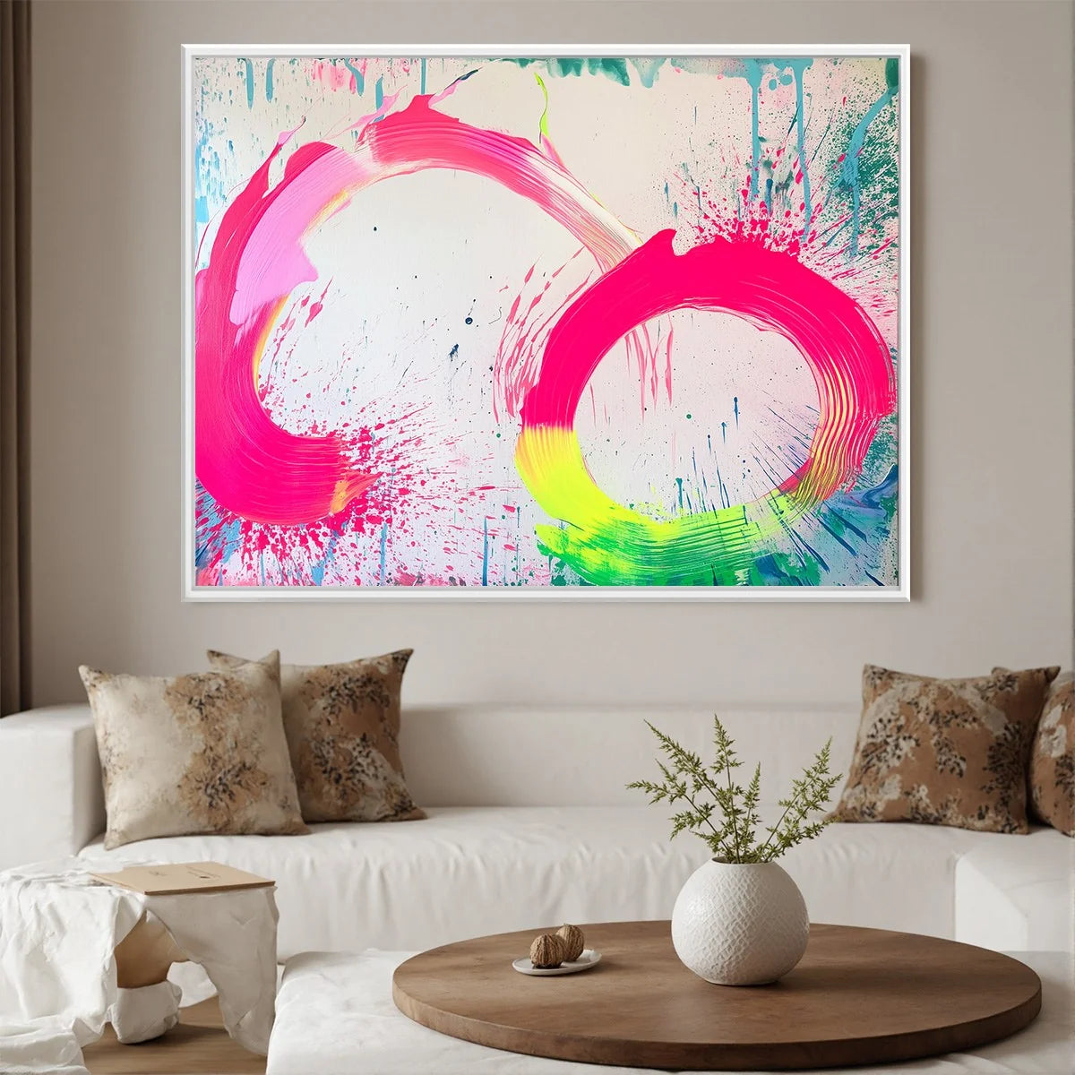 NEON BLOOM: Vibrant Abstract Acrylic Painting | Abstract closeup, raised brushwork detail