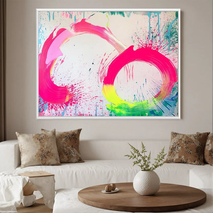 NEON BLOOM: Vibrant Abstract Acrylic Painting | Abstract closeup, raised brushwork detail