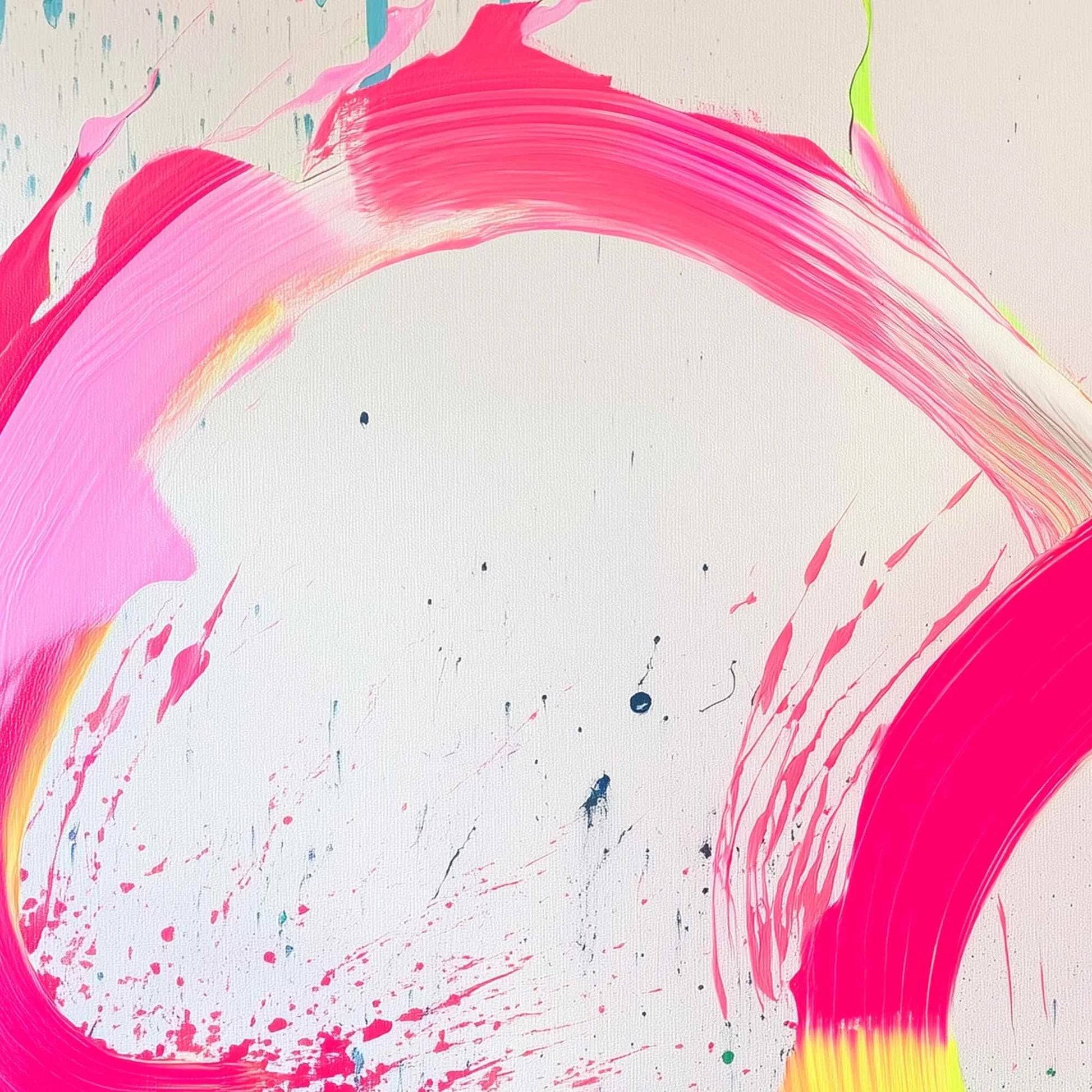 NEON BLOOM: Vibrant Abstract Acrylic Painting | black frame version on white wall