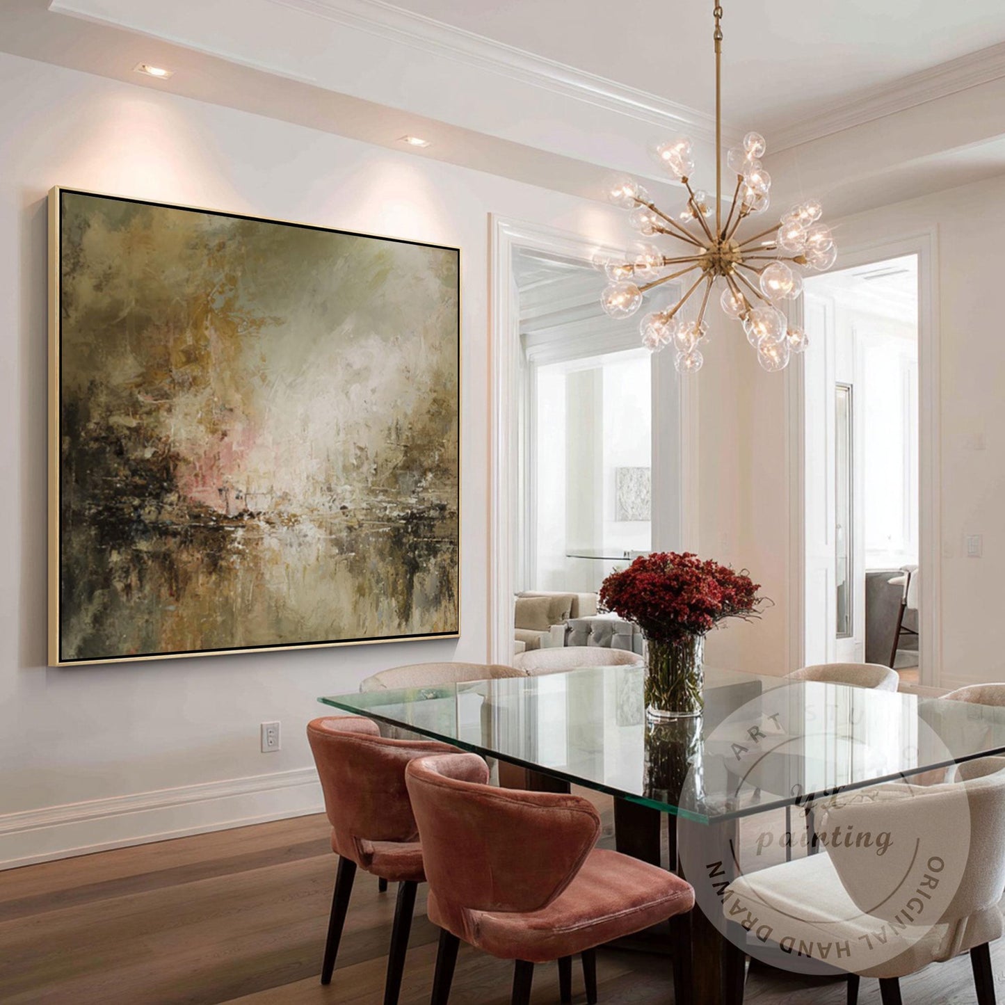 Neutral Abstract Landscape Painting, Textured Brown Wall Art, Modern Minimalist  #5