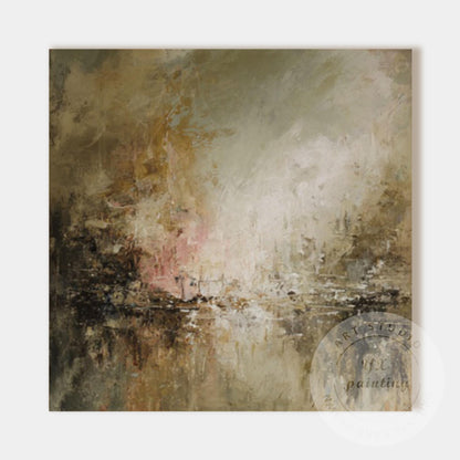 Neutral Abstract Landscape Painting, Textured Brown Wall Art, Modern Minimalist  #9
