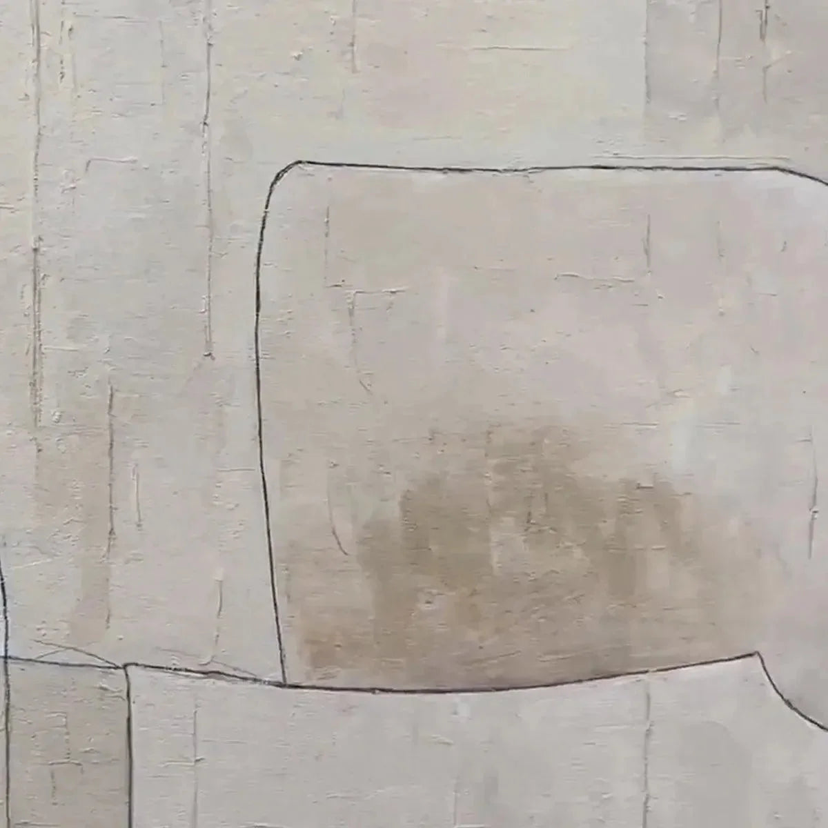 NEUTRAL ABSTRACT: Minimalist Abstract Painting in Beige and Black | rectangular format, hand-painted canvas edge