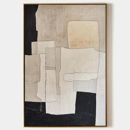 NEUTRAL ABSTRACT: Minimalist Abstract Painting in Beige and Black | hanging in living room, Minimalist wall art
