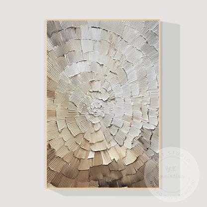 Neutral Abstract Texture Painting, Radial Circle Relief Wall Art, Minimalist Bei #10