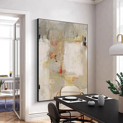 NEUTRAL ABSTRACTION: Minimalist Abstract Painting, Vertical Wall Art | rectangular format, hand-painted canvas edge
