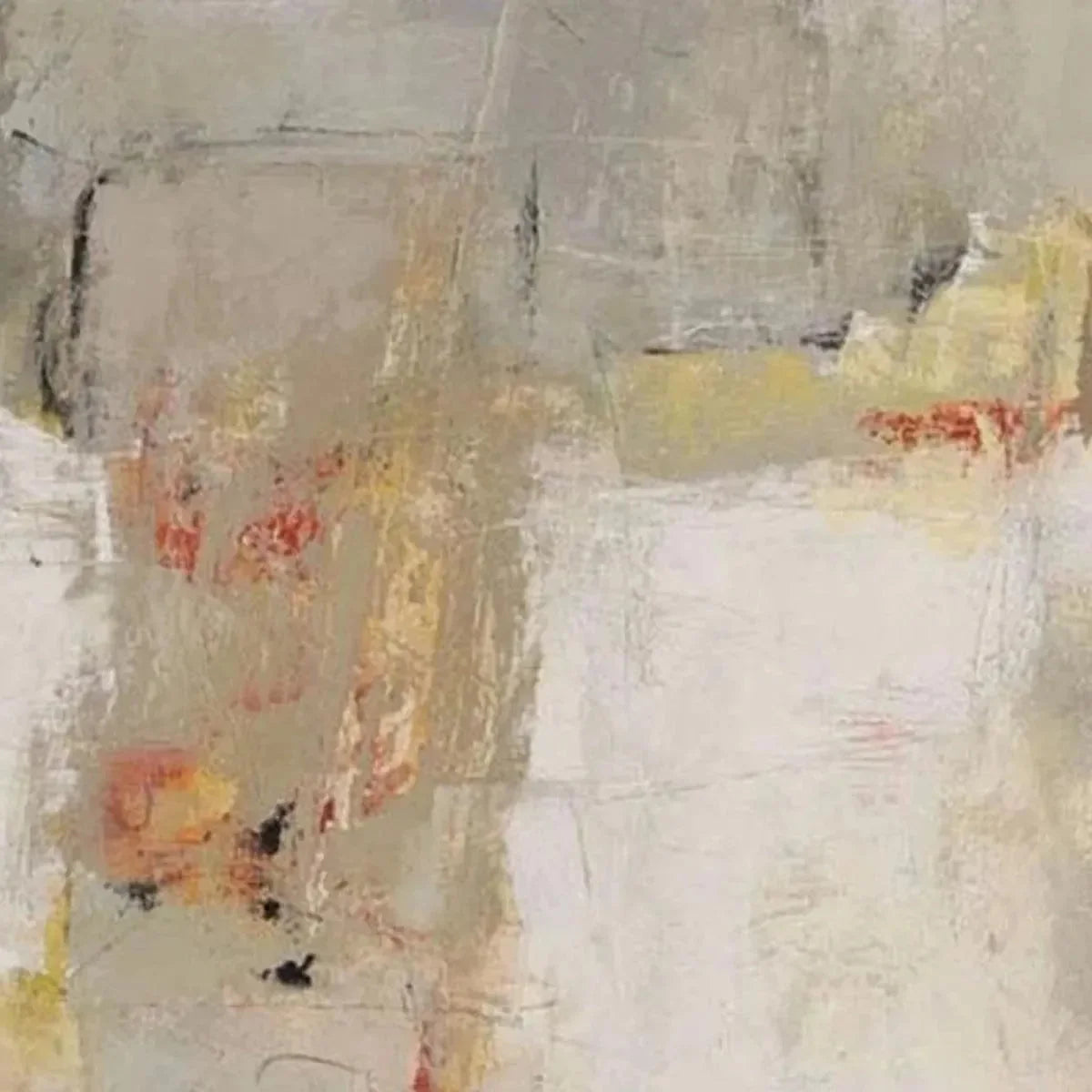 NEUTRAL ABSTRACTION: Minimalist Abstract Painting, Vertical Wall Art | gold frame stretched on neutral wall