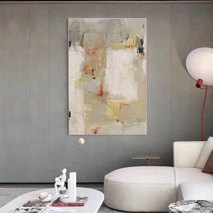 NEUTRAL ABSTRACTION: Minimalist Abstract Painting, Vertical Wall Art | Minimalist mood, soft natural light studio shot