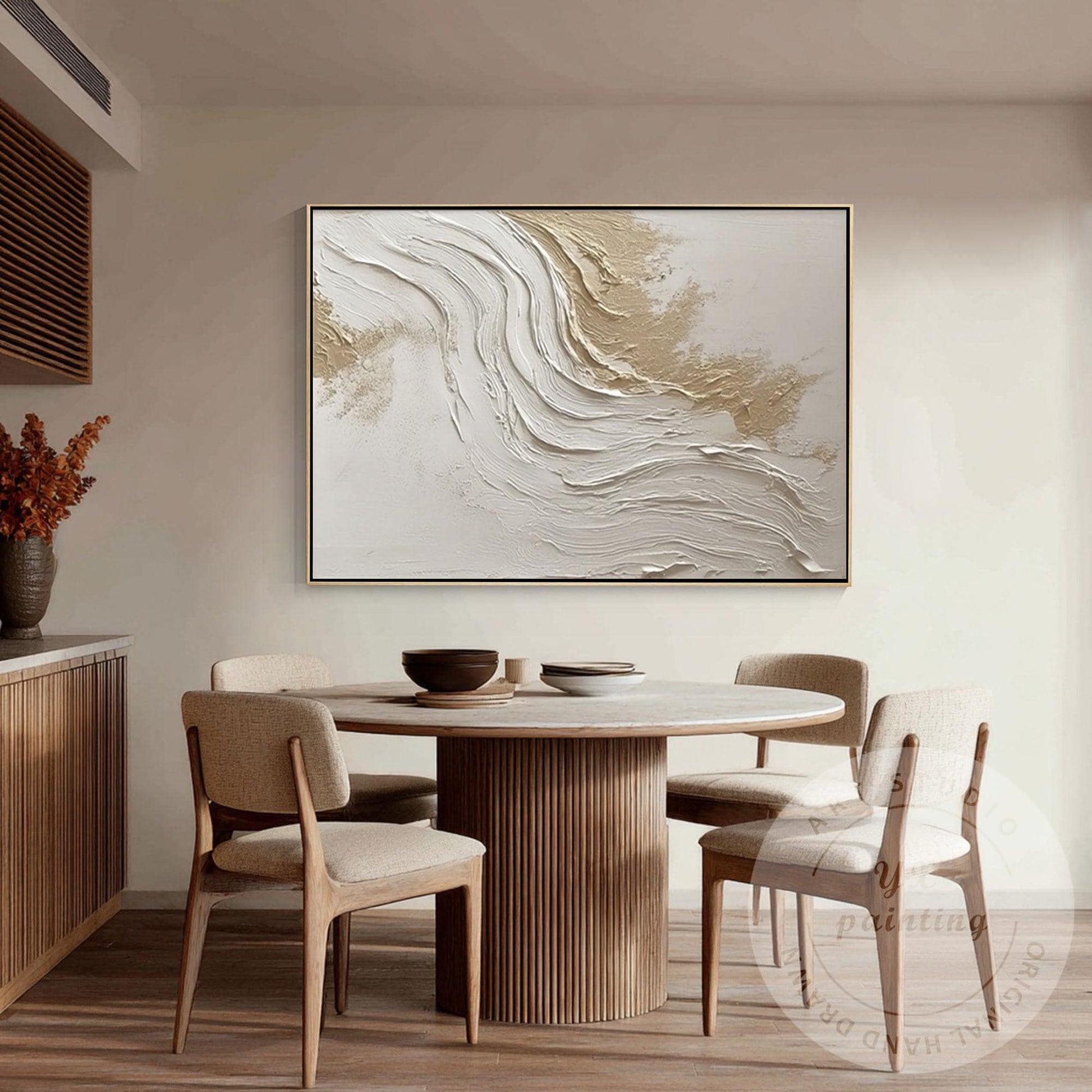 Neutral Beige Textured Wall Art, Large Modern Organic Canvas Painting, Minimalis #2