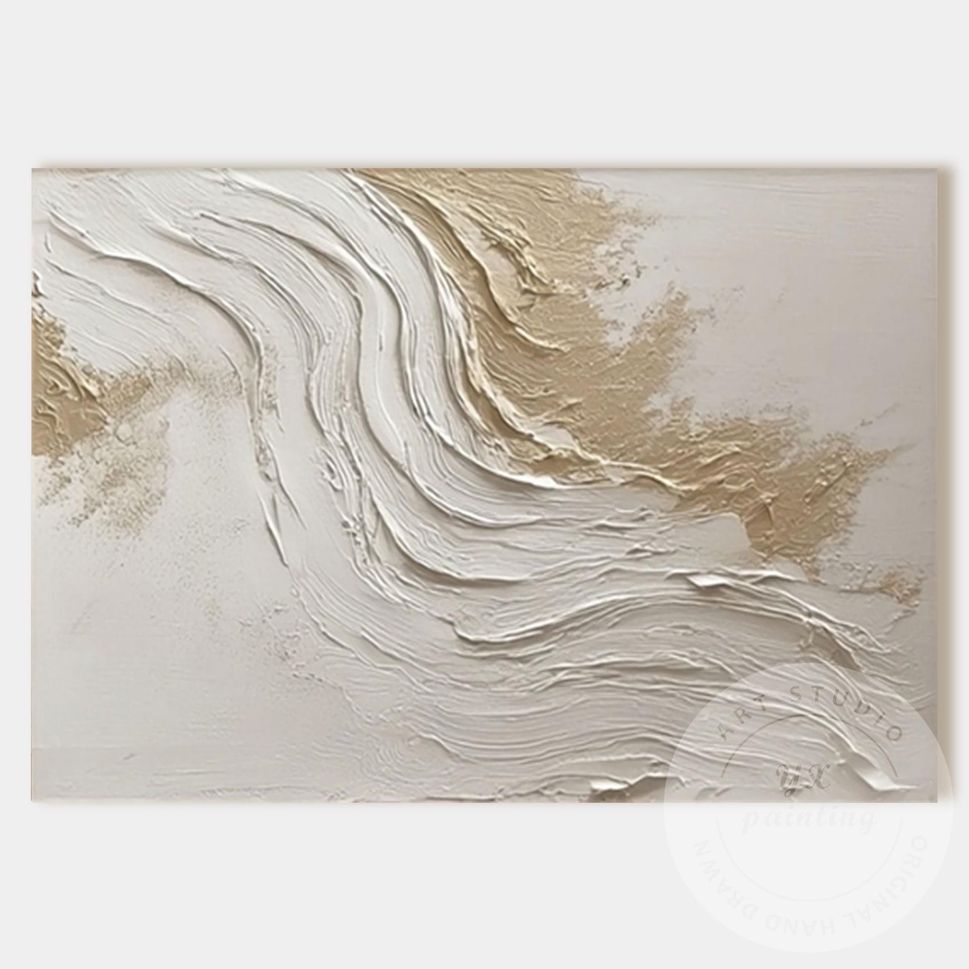 Neutral Beige Textured Wall Art, Large Modern Organic Canvas Painting, Minimalis #11