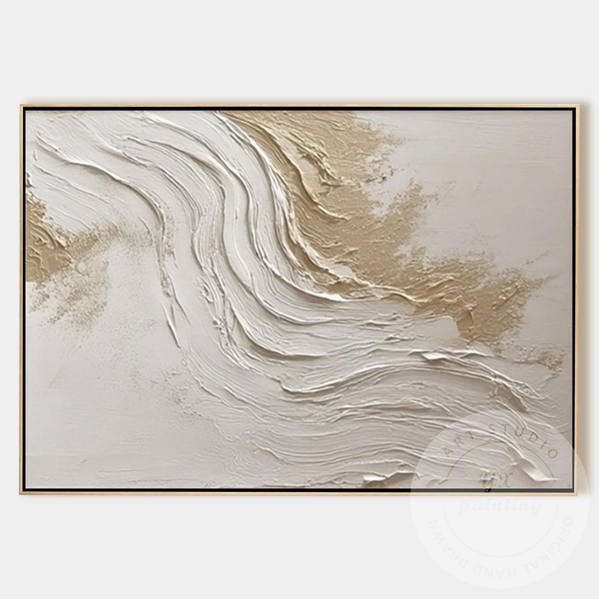 Neutral Beige Textured Wall Art, Large Modern Organic Canvas Painting, Minimalis #13