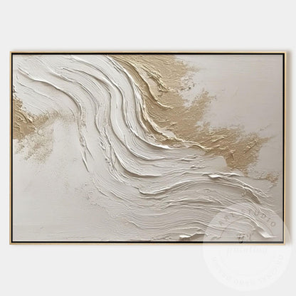 Neutral Beige Textured Wall Art, Large Modern Organic Canvas Painting, Minimalis #13